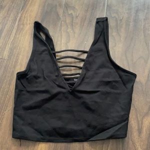 Black Forever 21 Cropped Tank Top V Neck